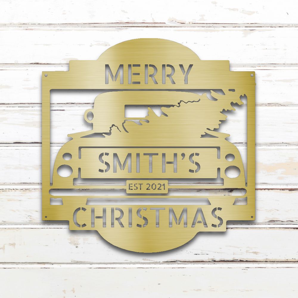 Christmas Truck Metal Wall Art (Gold) | Shop Custom Metal Signs & Wall Decor | Sovereign Metalworks