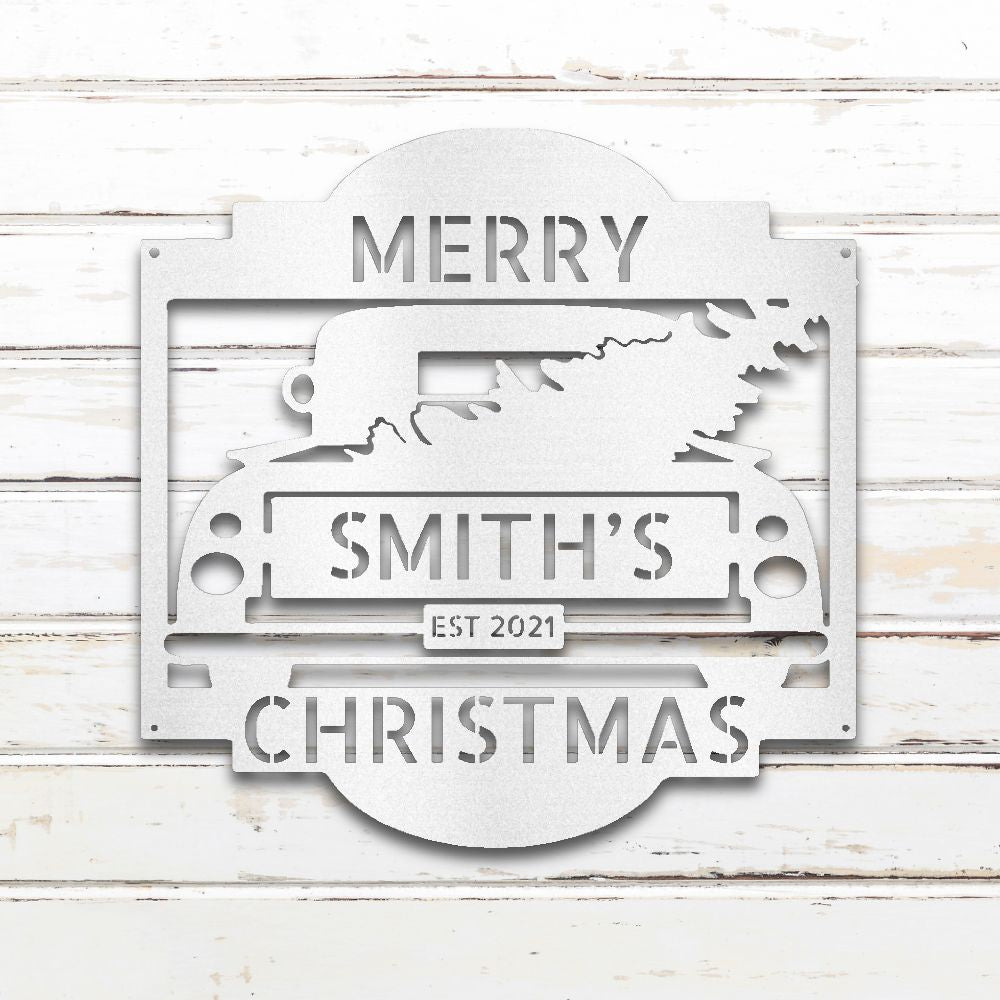 Christmas Truck Metal Wall Art (White) | Shop Custom Metal Signs & Wall Decor | Sovereign Metalworks