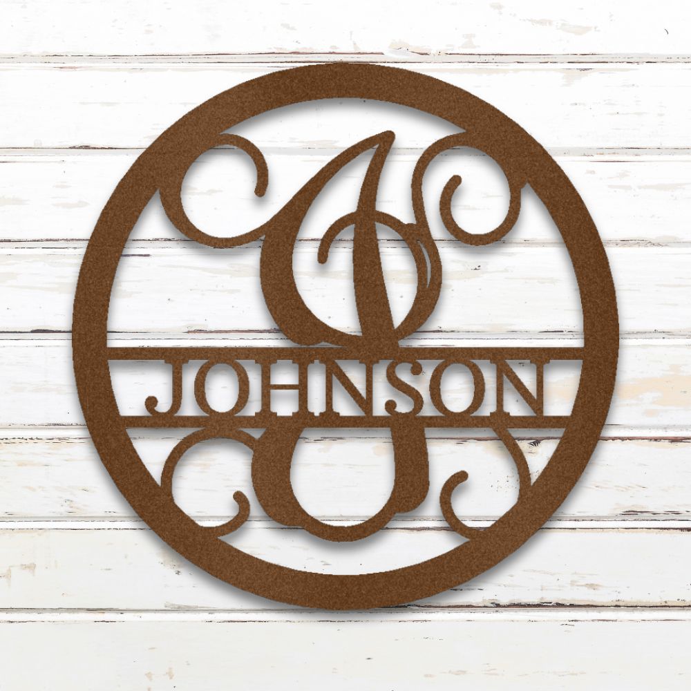 Circle Vine Monogram Metal Wall Art (Copper) | Shop Custom Metal Signs & Wall Decor | Sovereign Metalworks