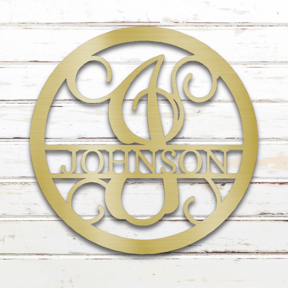 Circle Vine Monogram Metal Wall Art (Gold) | Shop Custom Metal Signs & Wall Decor | Sovereign Metalworks