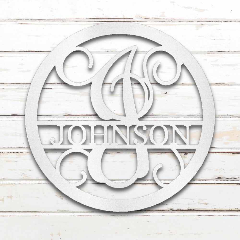 Circle Vine Monogram Metal Wall Art (White) | Shop Custom Metal Signs & Wall Decor | Sovereign Metalworks