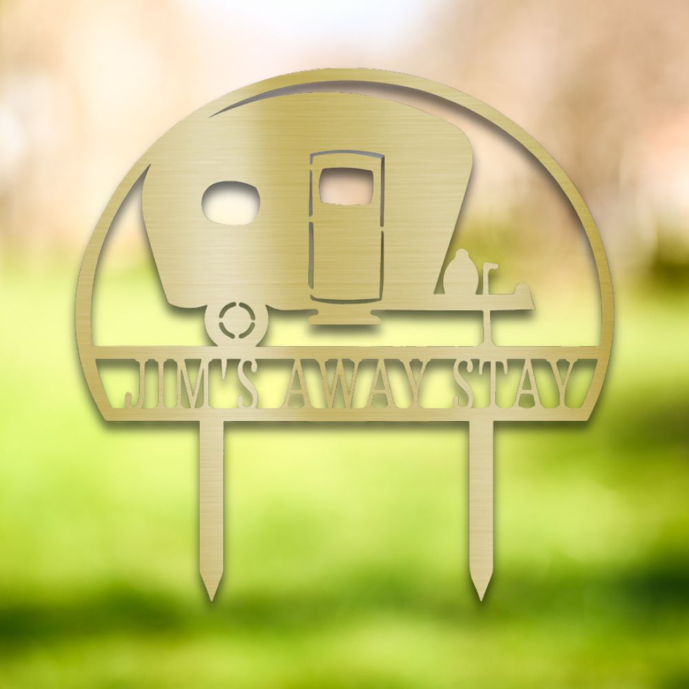 Custom Camper Metal Yard Stake | Sovereign Metalworks