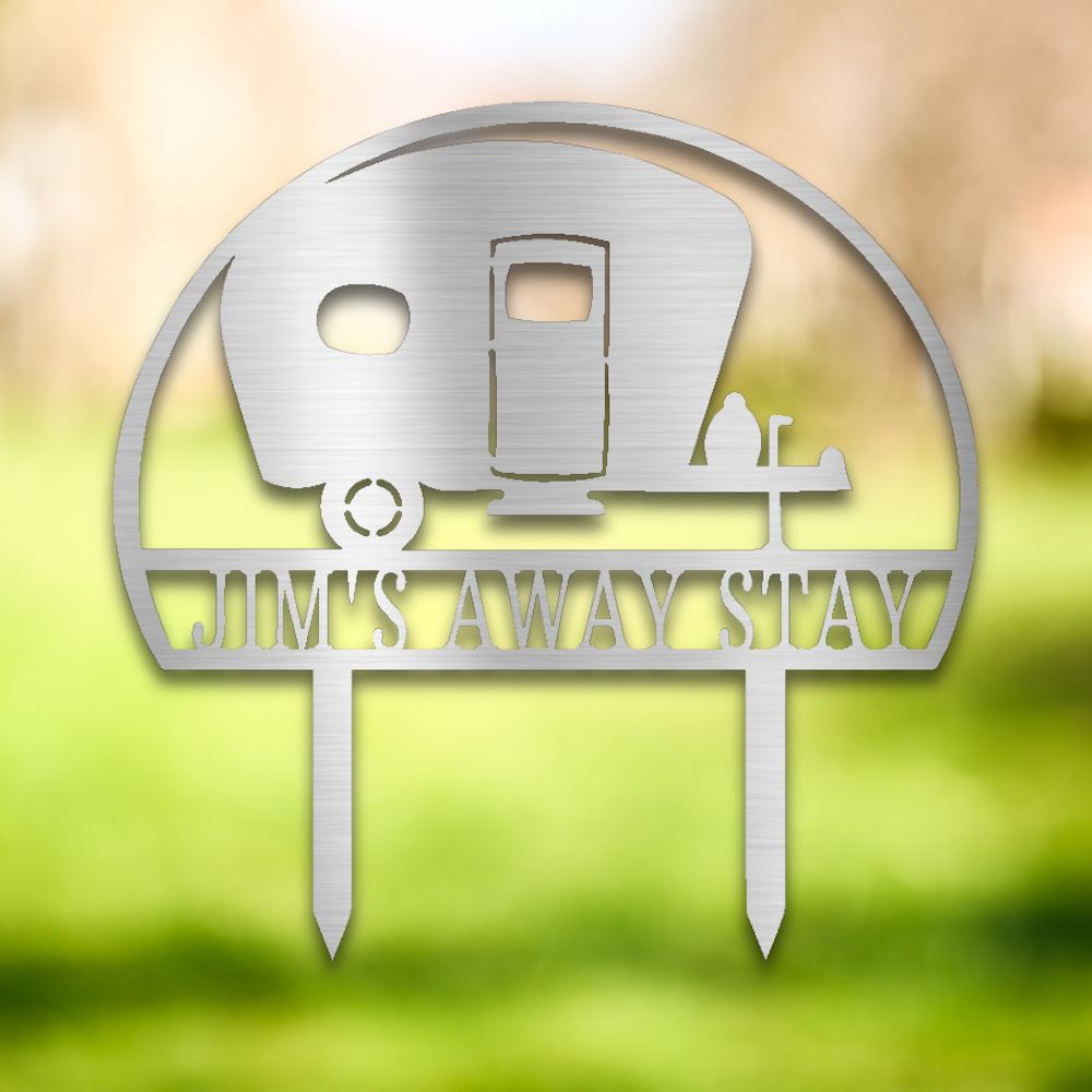 Custom Camper Metal Yard Stake | Sovereign Metalworks