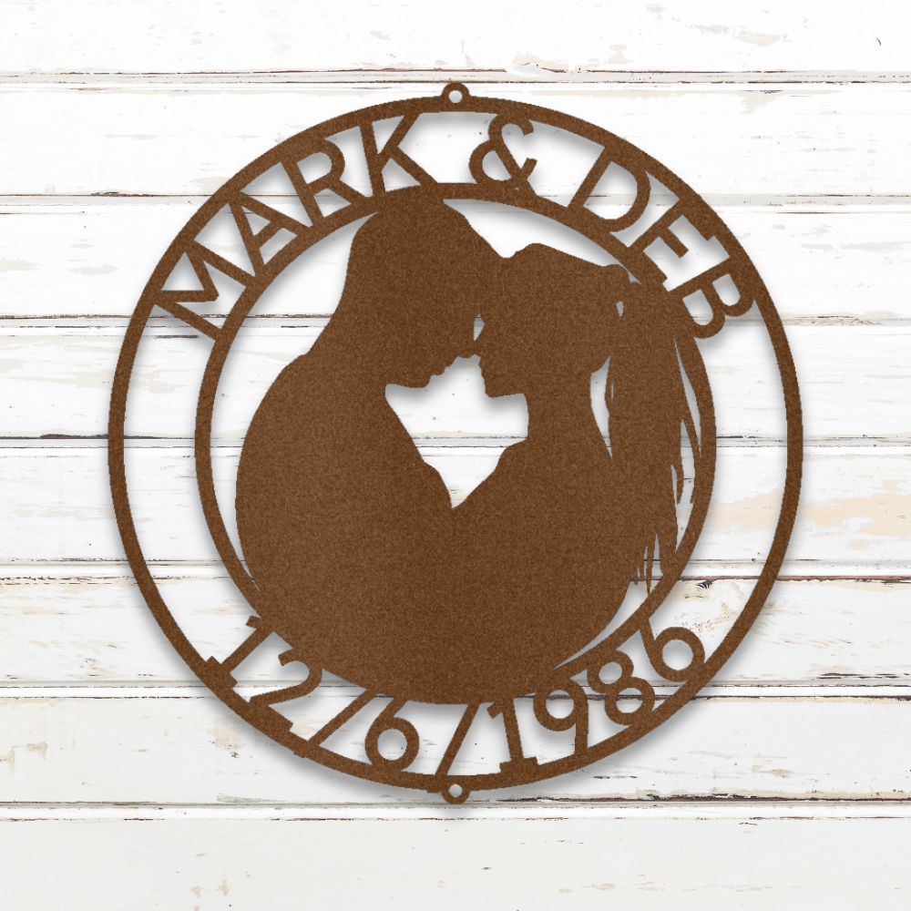 Couple Silhouette II Metal Wall Art (Copper) | Shop Custom Metal Signs & Wall Decor | Sovereign Metalworks