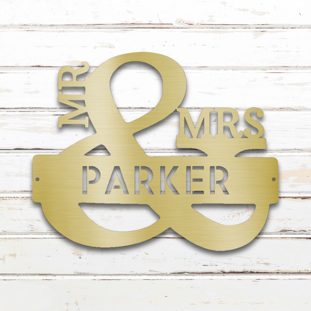 Couples Monogram Metal Wall Art (Gold) | Shop Custom Metal Signs & Wall Decor | Sovereign Metalworks