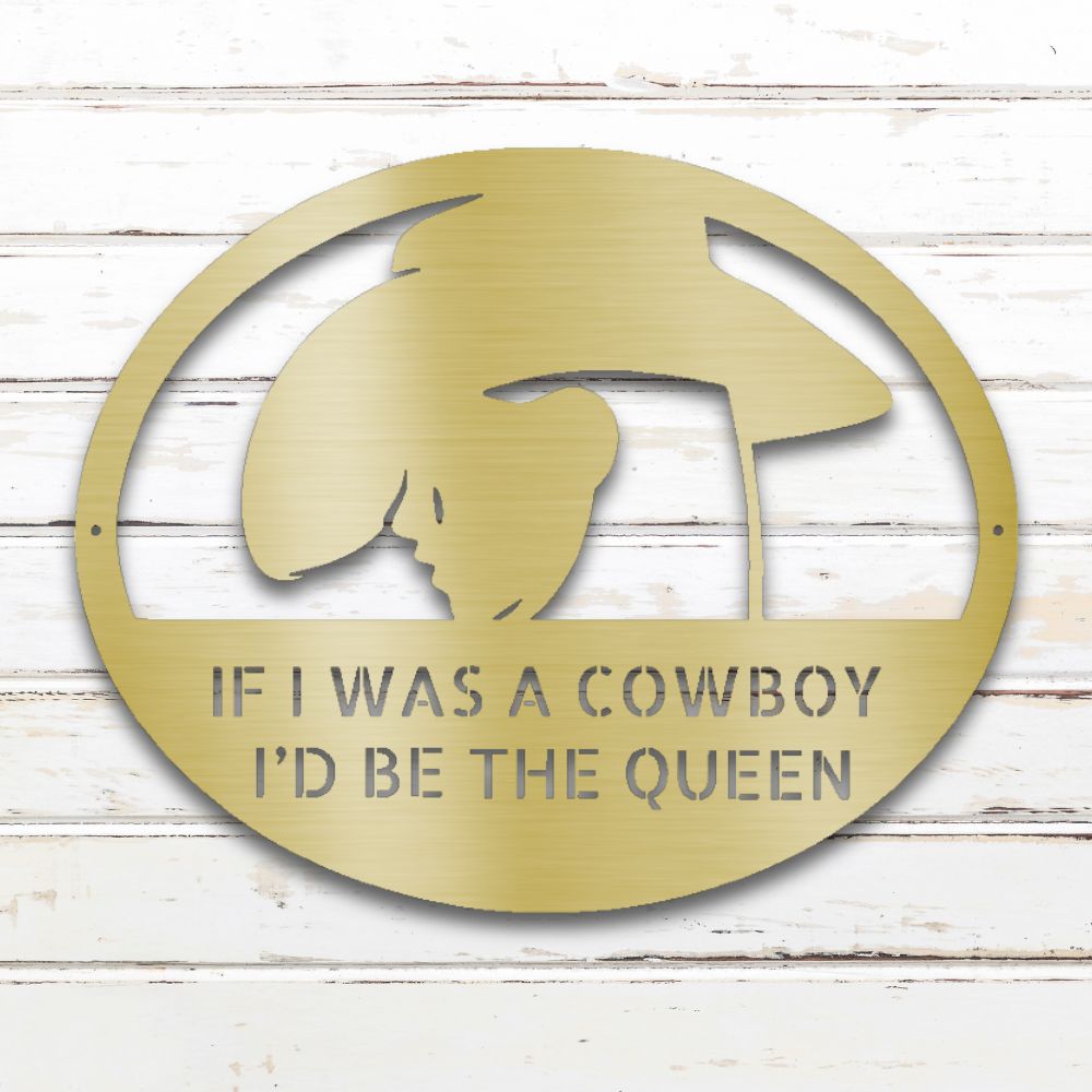 Cowgirl Custom Metal Wall Art (Gold) | Shop Custom Metal Signs & Wall Decor | Sovereign Metalworks