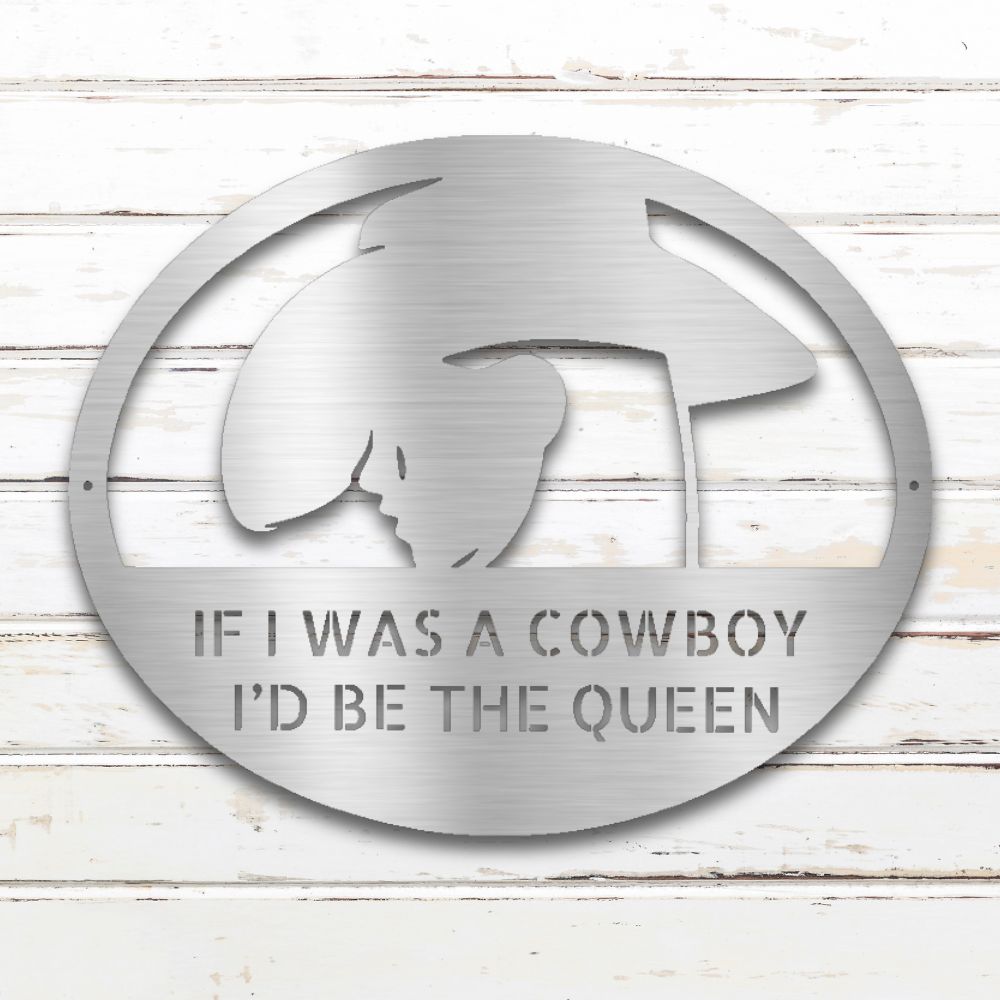 Cowgirl Custom Metal Wall Art (Silver) | Shop Custom Metal Signs & Wall Decor | Sovereign Metalworks