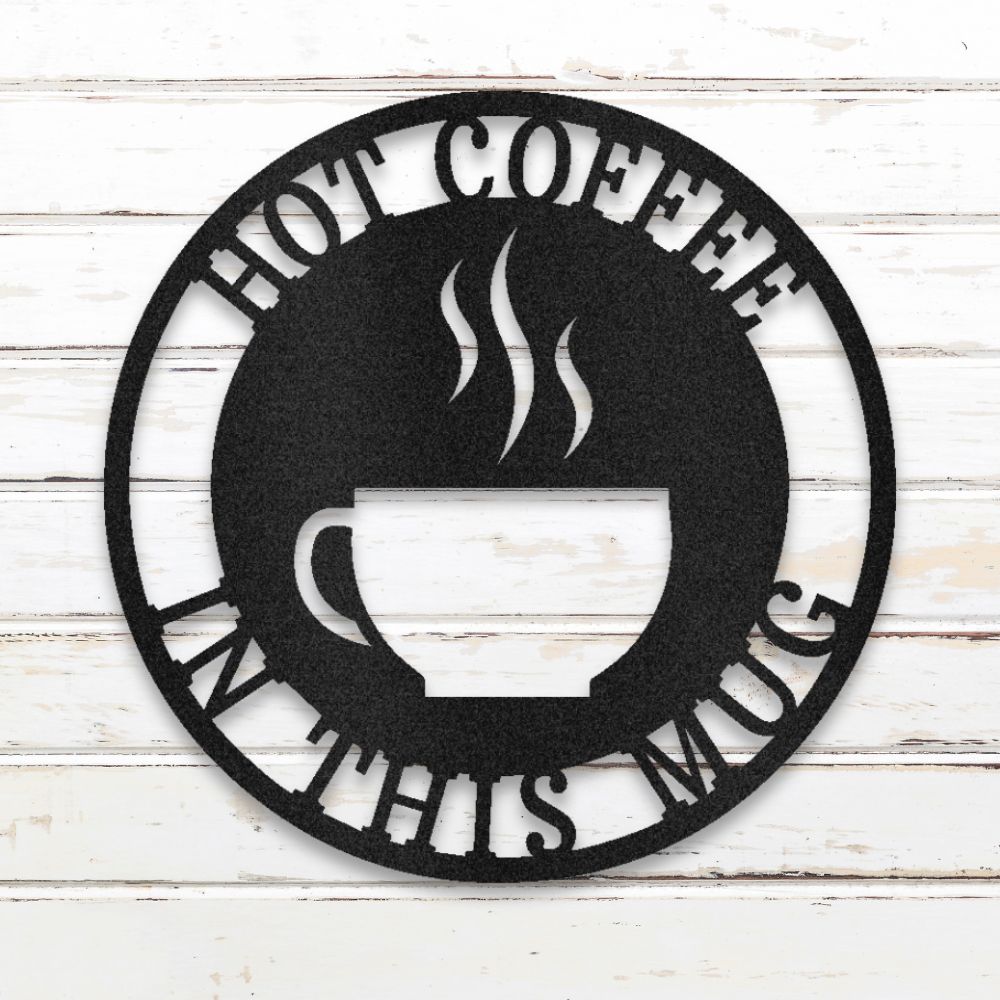 Cup of Coffee Metal Wall Art (Black) | Shop Custom Metal Signs & Wall Decor | Sovereign Metalworks