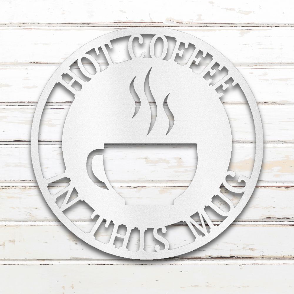 Cup of Coffee Metal Wall Art (White) | Shop Custom Metal Signs & Wall Decor | Sovereign Metalworks