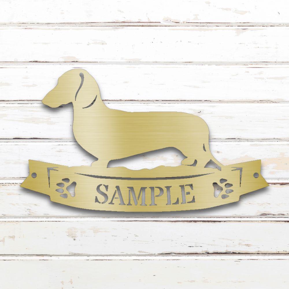 Dachshund III Personalized Metal Wall Art (Gold) | Shop Custom Metal Signs & Wall Decor | Sovereign Metalworks