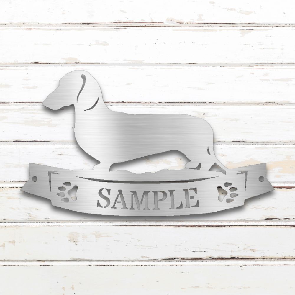 Dachshund III Personalized Metal Wall Art (Silver) | Shop Custom Metal Signs & Wall Decor | Sovereign Metalworks