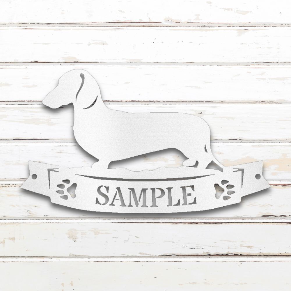 Dachshund III Personalized Metal Wall Art (White) | Shop Custom Metal Signs & Wall Decor | Sovereign Metalworks