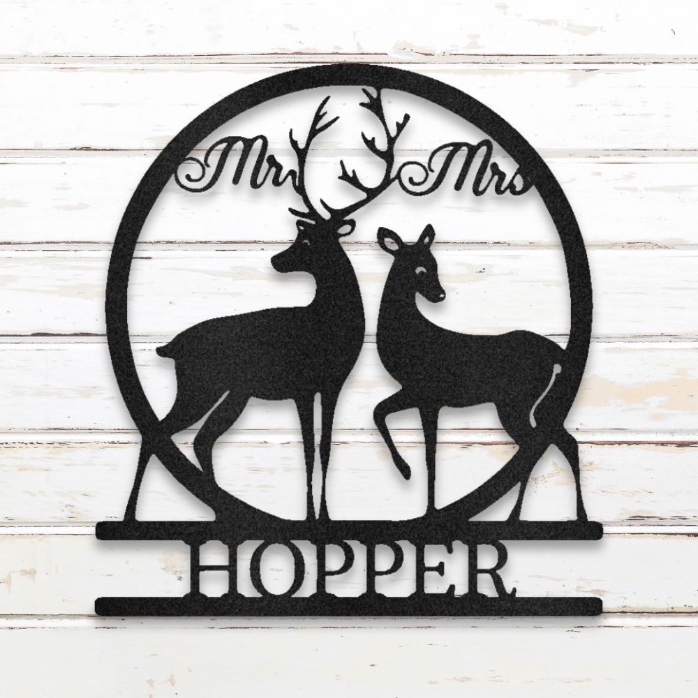 Deer Hunting Couple Metal Wall Art (Black) | Shop Custom Metal Signs & Wall Decor | Sovereign Metalworks