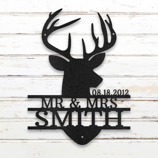 Deer Hunting Couple II Custom Metal Wall Art