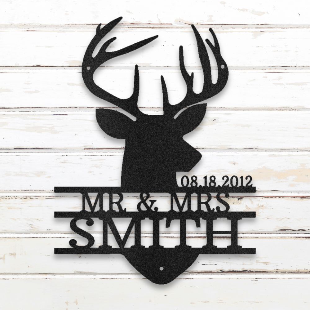 Deer Hunting Couple Metal Wall Art  (Black)| Shop Custom Metal Signs & Wall Decor | Sovereign Metalworks