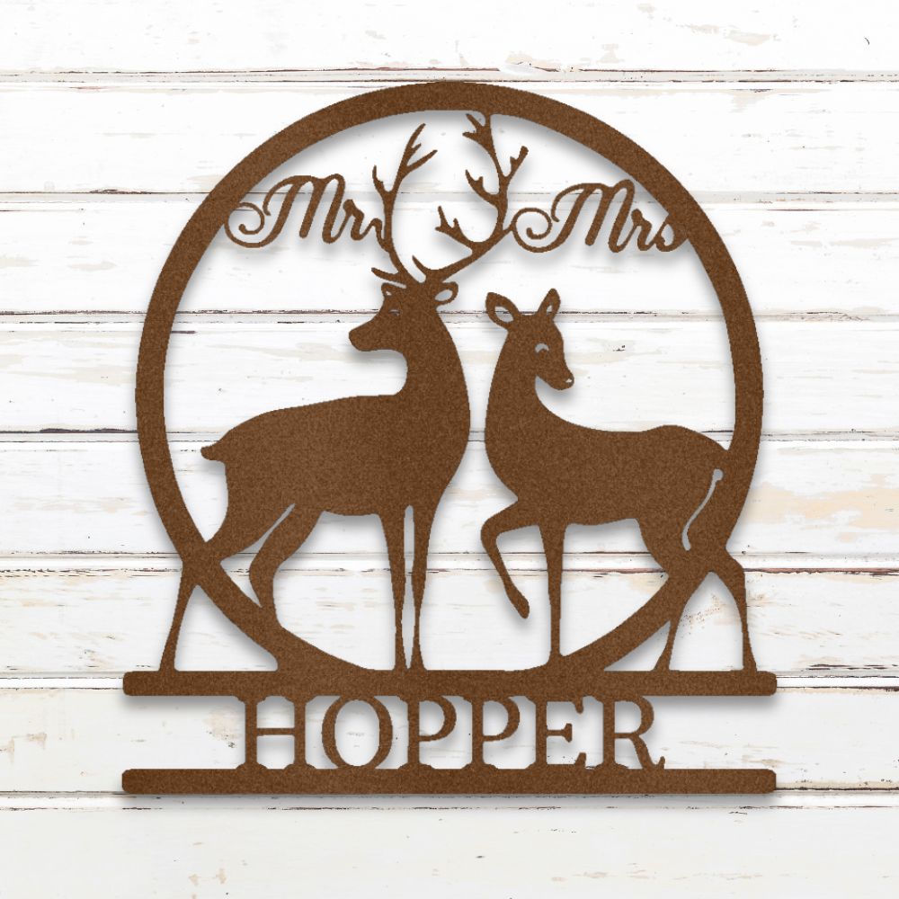 Deer Hunting Couple I Custom Metal Wall Art