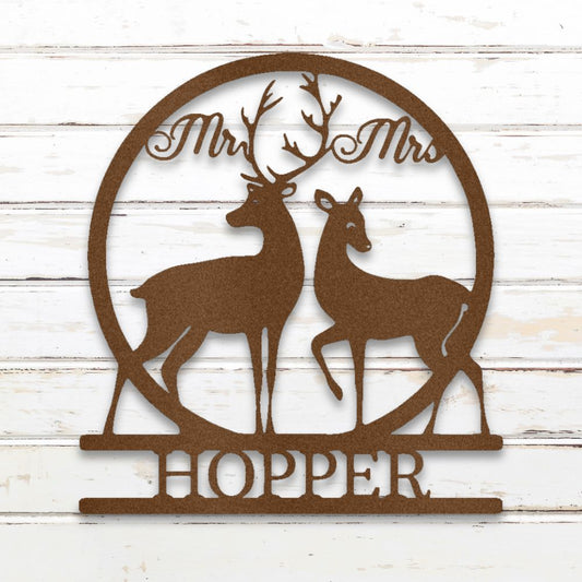 Deer Hunting Couple I Custom Metal Wall Art