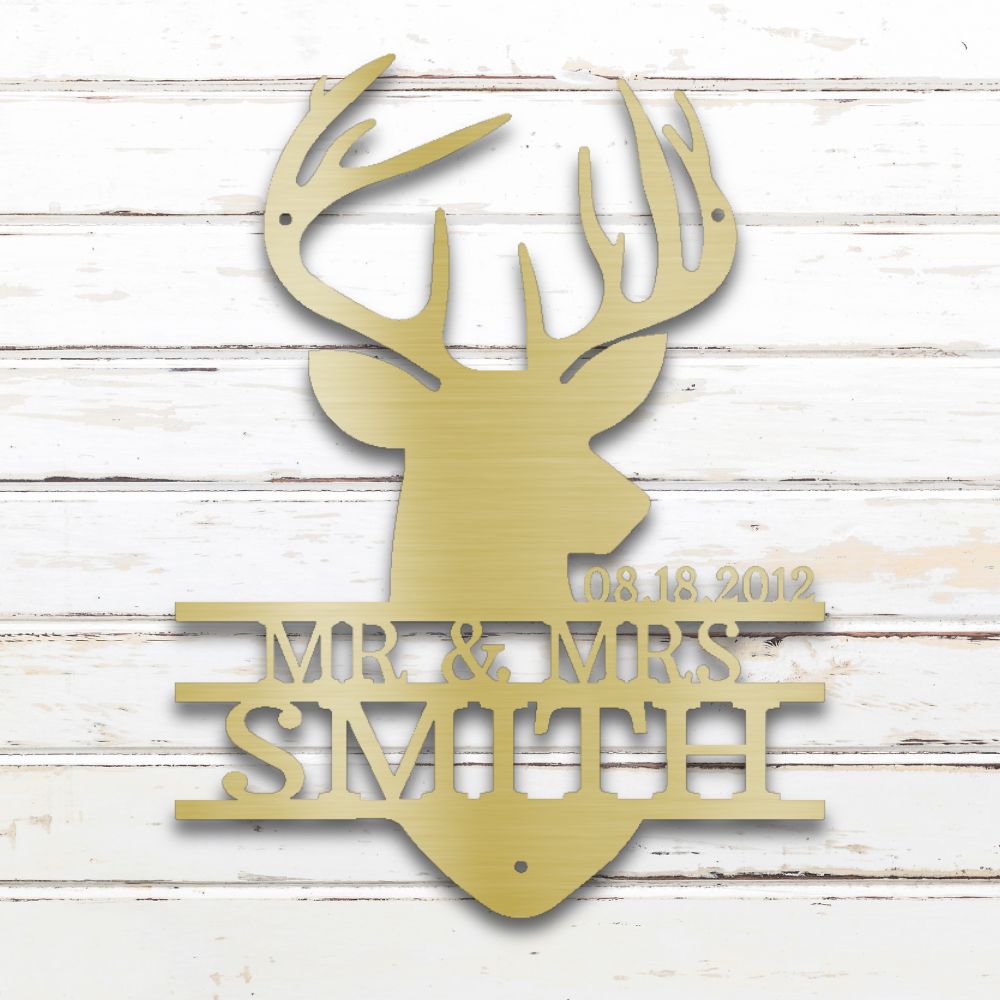 Deer Hunting Couple Metal Wall Art  (Gold)| Shop Custom Metal Signs & Wall Decor | Sovereign Metalworks