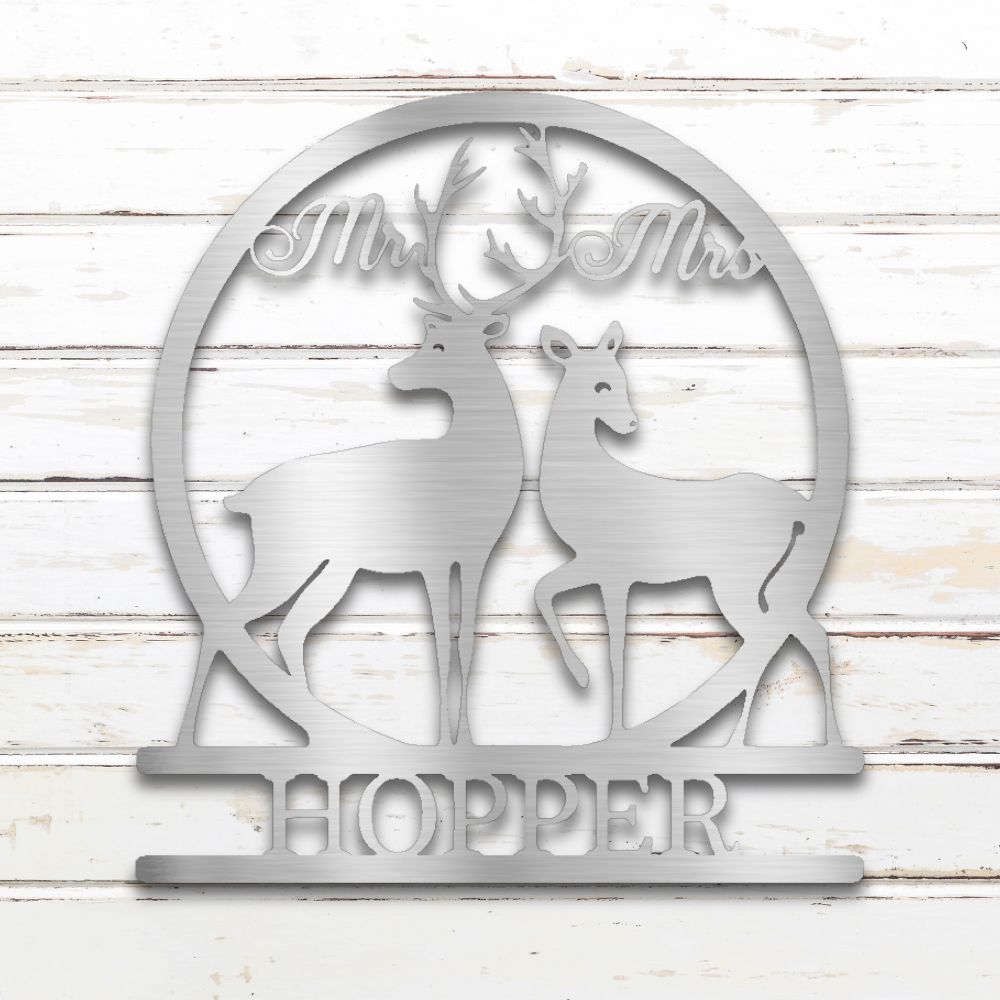 Deer Hunting Couple I Custom Metal Wall Art