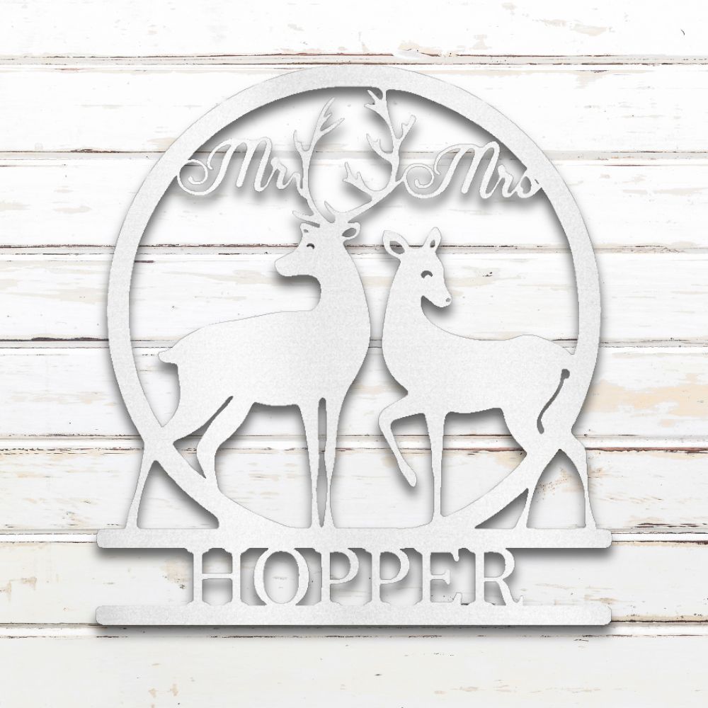 Deer Hunting Couple Metal Wall Art (White) | Shop Custom Metal Signs & Wall Decor | Sovereign Metalworks