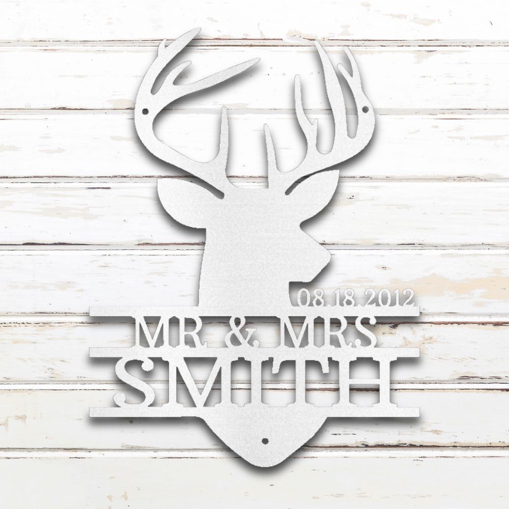 Deer Hunting Couple Metal Wall Art  (White)| Shop Custom Metal Signs & Wall Decor | Sovereign Metalworks