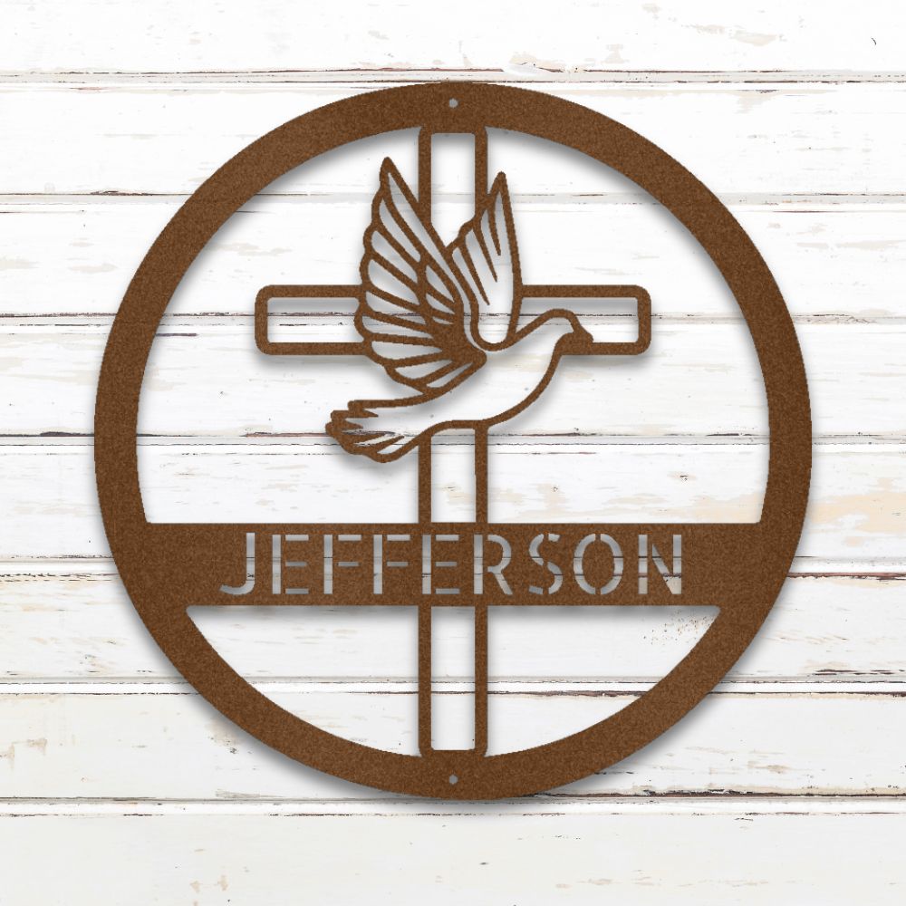 Dove & Cross Custom Metal Wall Art