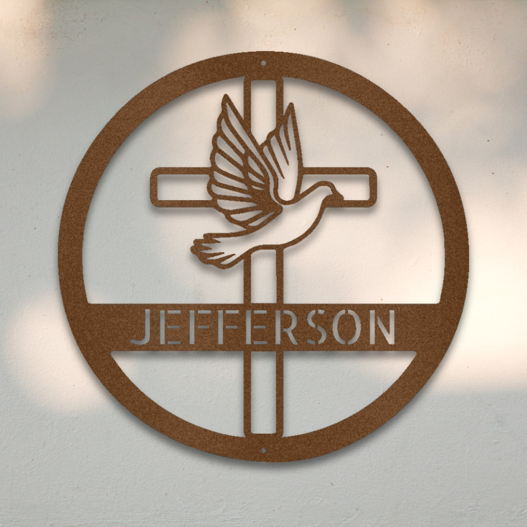 Dove & Cross Custom Metal Wall Art | Sovereign Metalworks