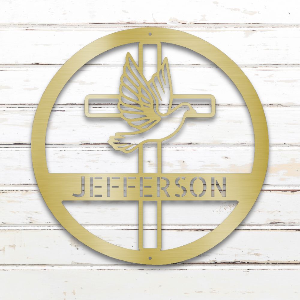 Dove & Cross Custom Metal Wall Art