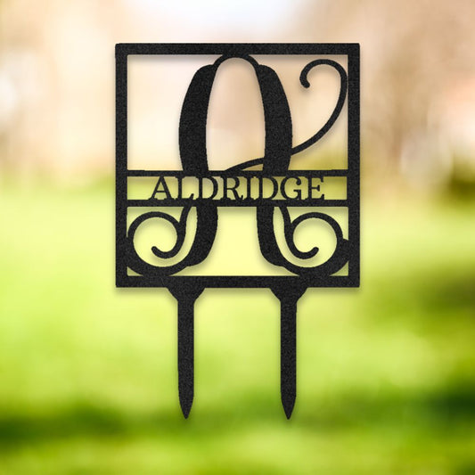 Elaborate Name Monogram (Black) | Shop Custom Metal Yard Signs | Sovereign Metalworks