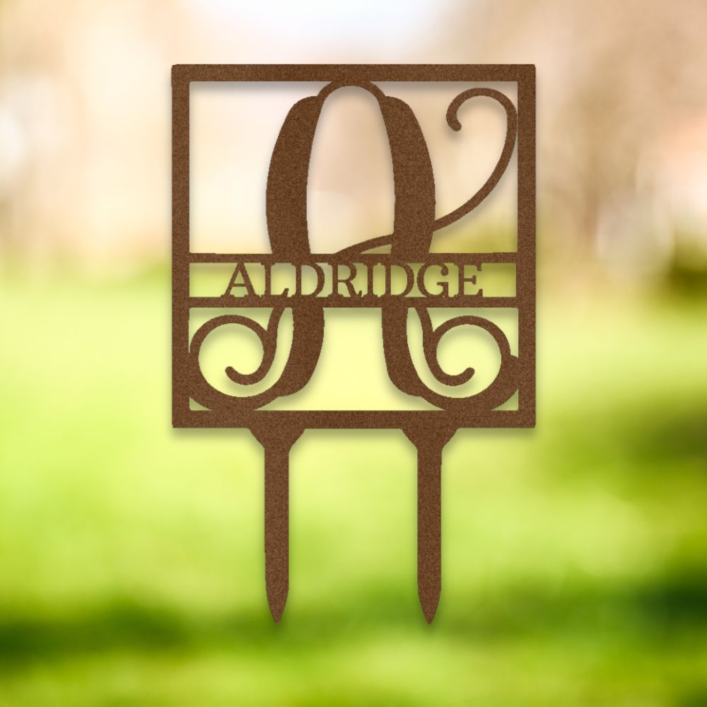 Square Monogram Custom Metal Yard Stake | Sovereign Metalworks