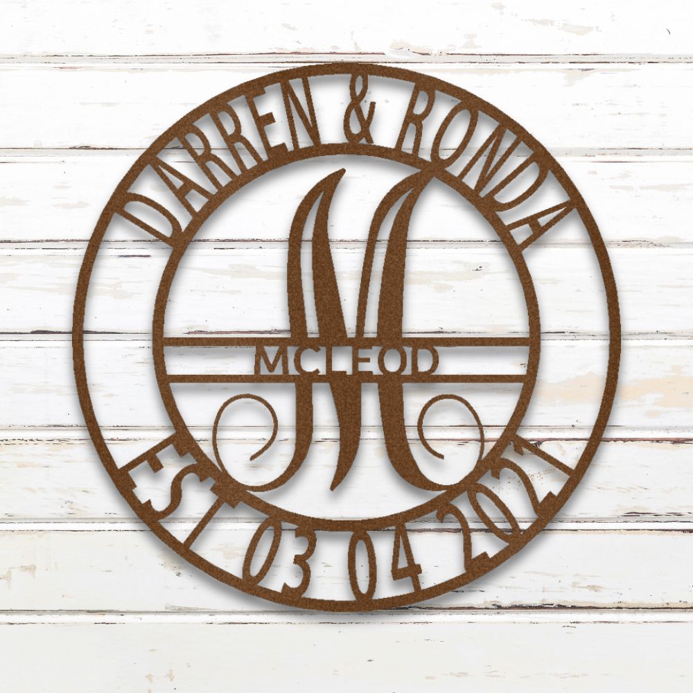 Elaborate Name Monogram Metal Wall Art (Copper) | Shop Custom Metal Signs & Wall Decor | Sovereign Metalworks