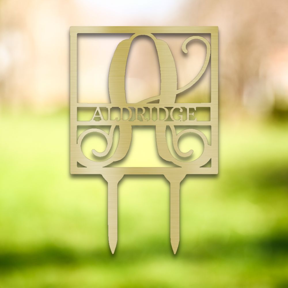 Square Monogram Custom Metal Yard Stake | Sovereign Metalworks