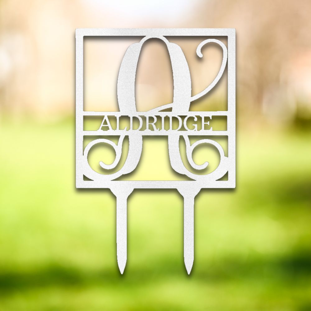 Elaborate Name Monogram (White) | Shop Custom Metal Yard Signs | Sovereign Metalworks