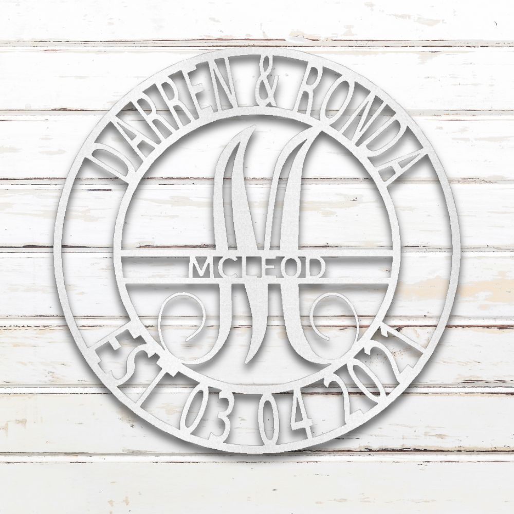 Elaborate Name Monogram Metal Wall Art (White) | Shop Custom Metal Signs & Wall Decor | Sovereign Metalworks