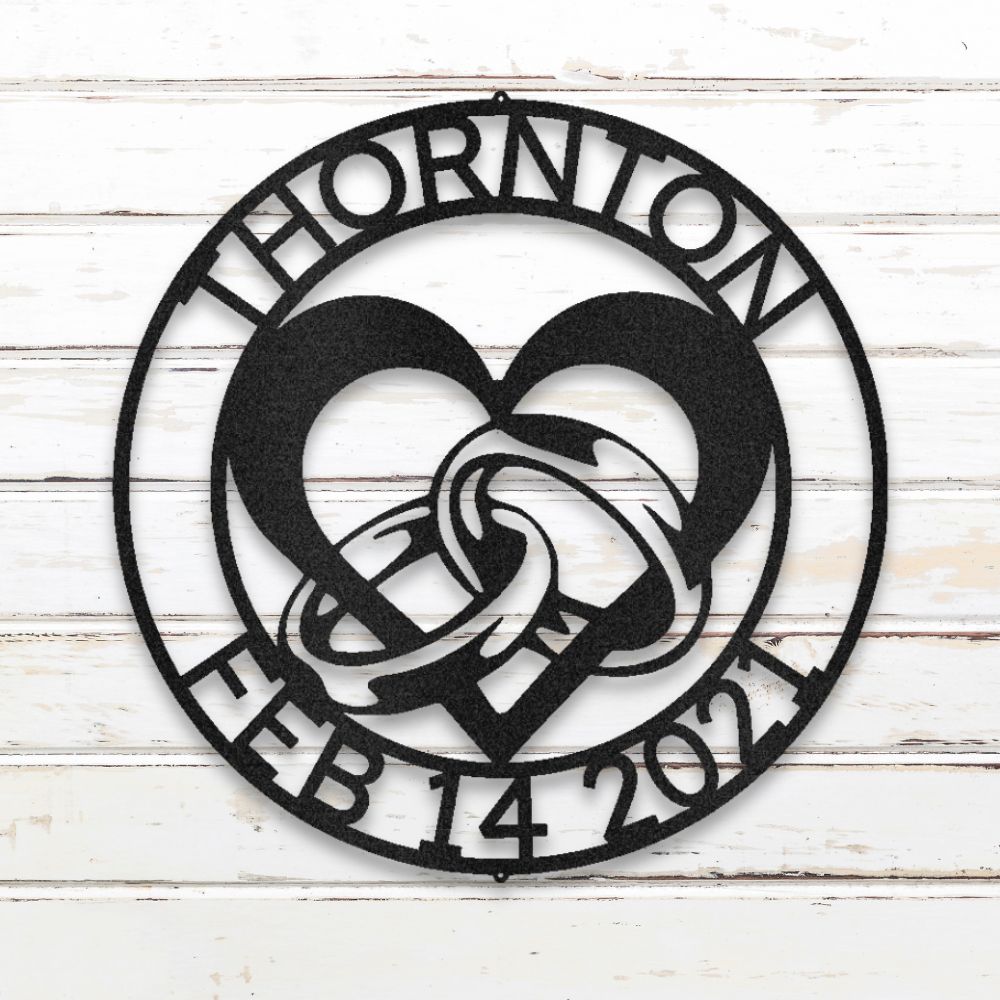 Engagement Ring Monogram Custom Metal Wall Art