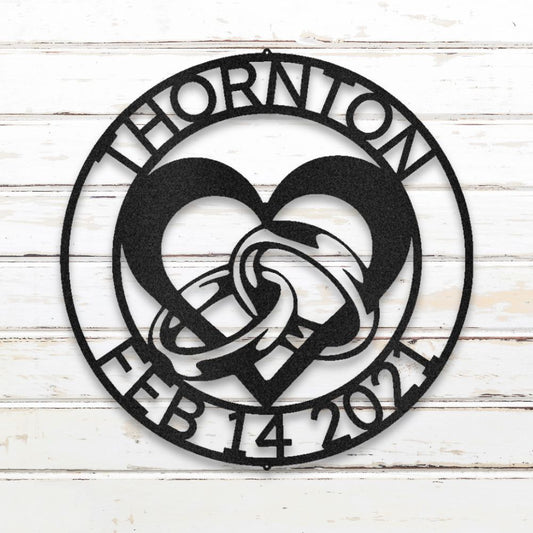 Engagement Ring Monogram Custom Metal Wall Art