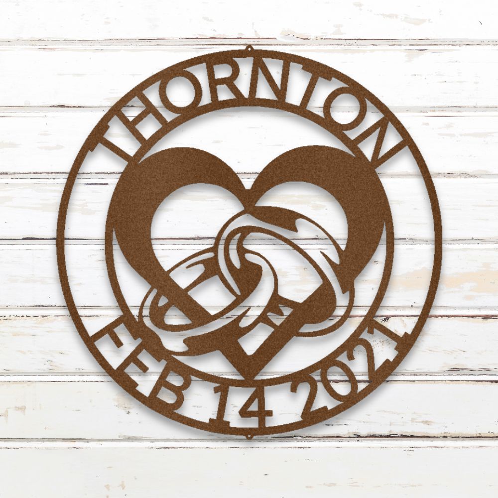 Engagement Ring Monogram Custom Metal Wall Art