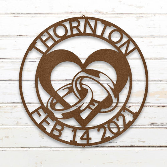 Engagement Ring Monogram Custom Metal Wall Art