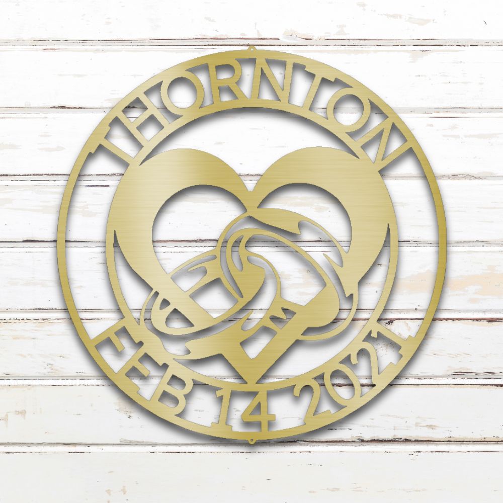 Engagement Monogram Metal Wall Art (Gold) | Shop Custom Metal Signs & Wall Decor | Sovereign Metalworks