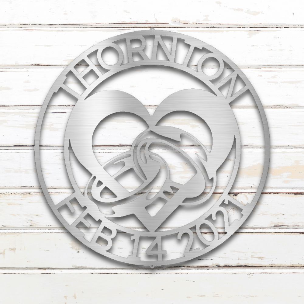 Engagement Ring Monogram Custom Metal Wall Art