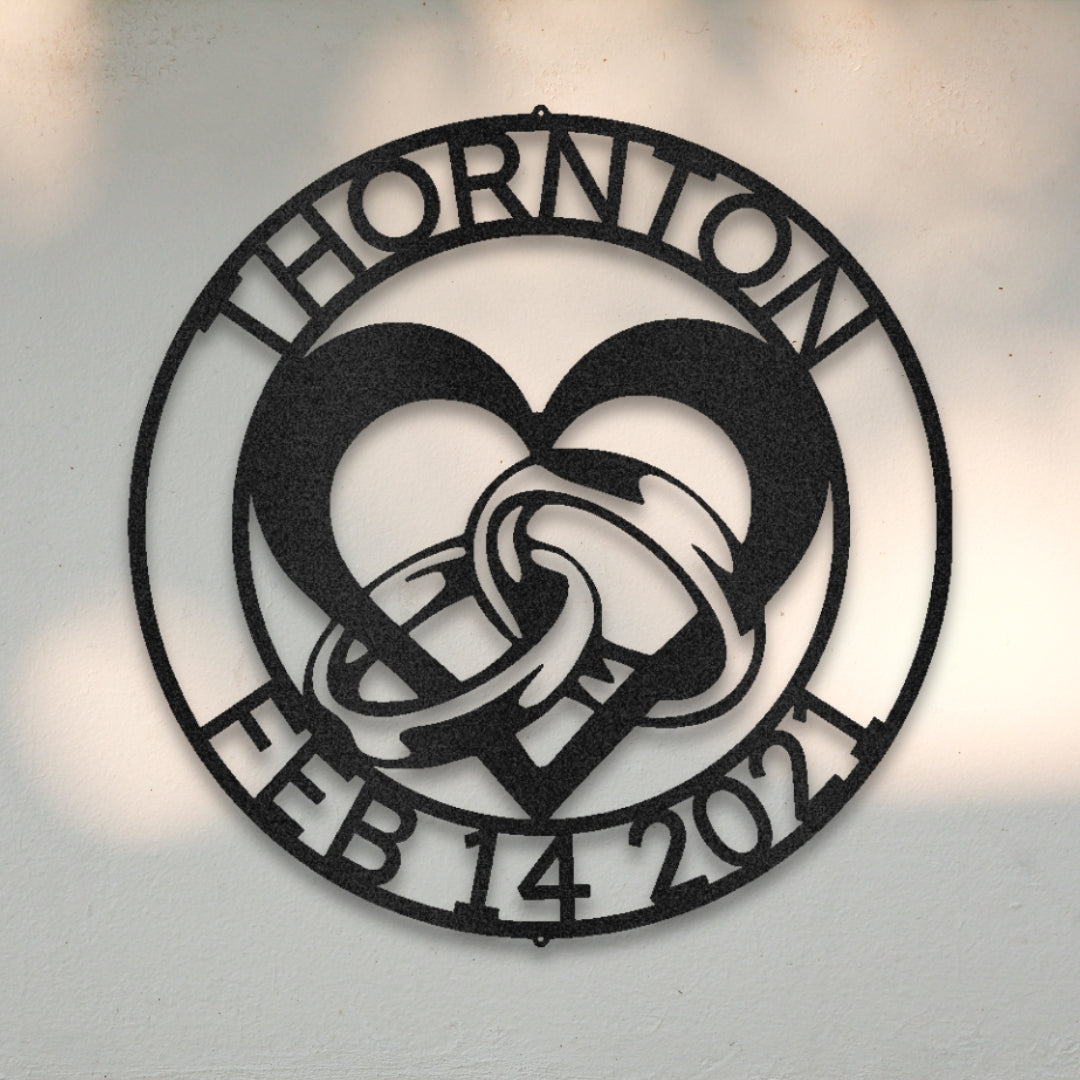 Engagement Ring Monogram Custom Metal Wall Art | Sovereign Metalworks