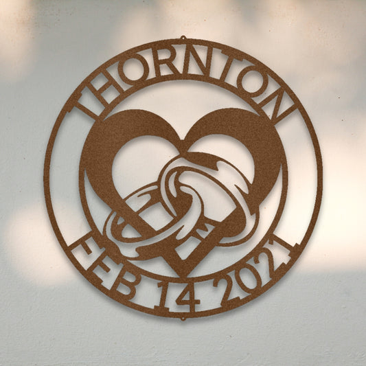 Engagement Ring Monogram Custom Metal Wall Art | Sovereign Metalworks