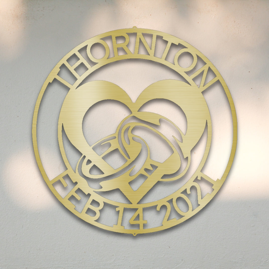 Engagement Ring Monogram Custom Metal Wall Art | Sovereign Metalworks