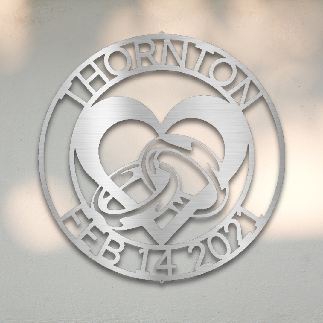 Engagement Ring Monogram Custom Metal Wall Art | Sovereign Metalworks