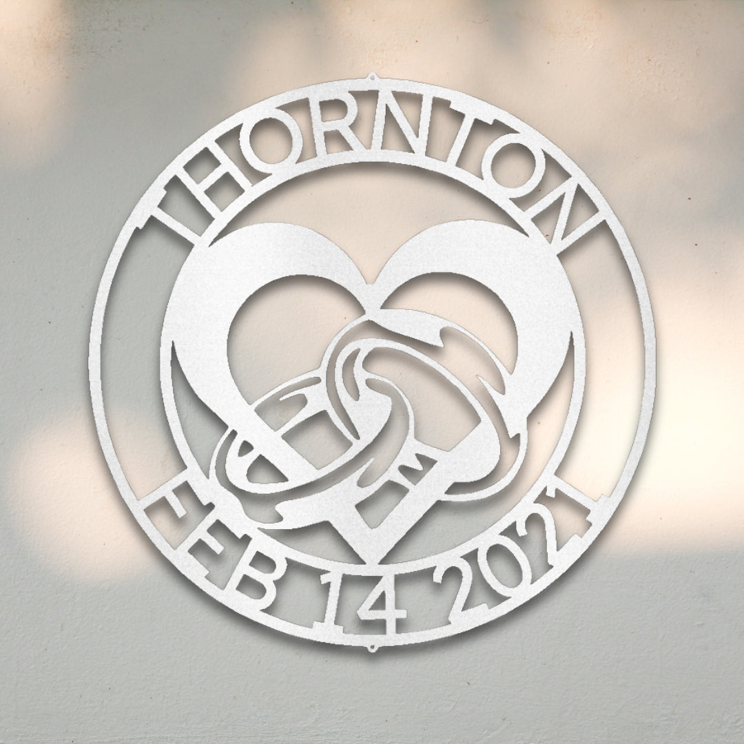 Engagement Ring Monogram Custom Metal Wall Art | Sovereign Metalworks