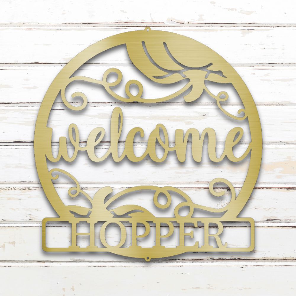 Fall Welcome Metal Wall Art (Gold) | Shop Custom Metal Signs & Wall Decor | Sovereign Metalworks