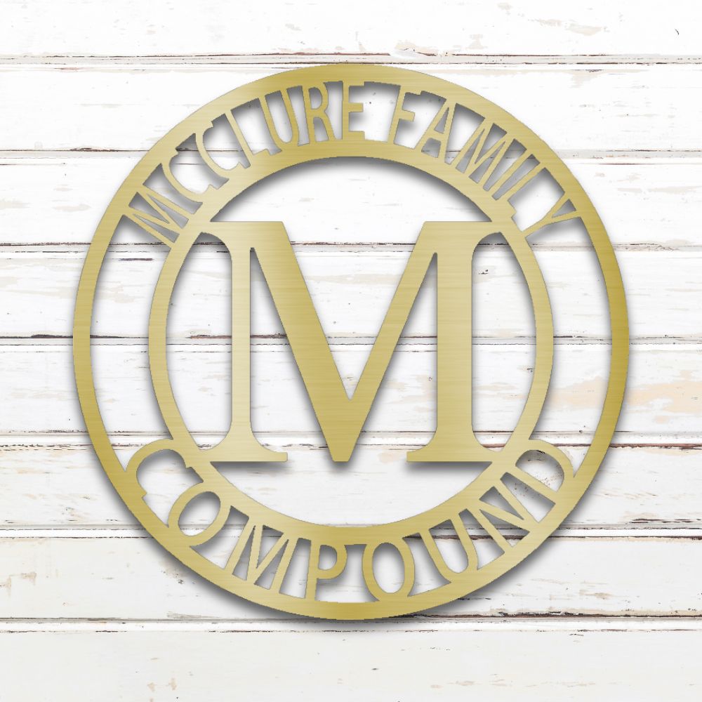 Family Monogram Metal Wall Art (Gold) | Shop Custom Metal Signs & Wall Decor | Sovereign Metalworks