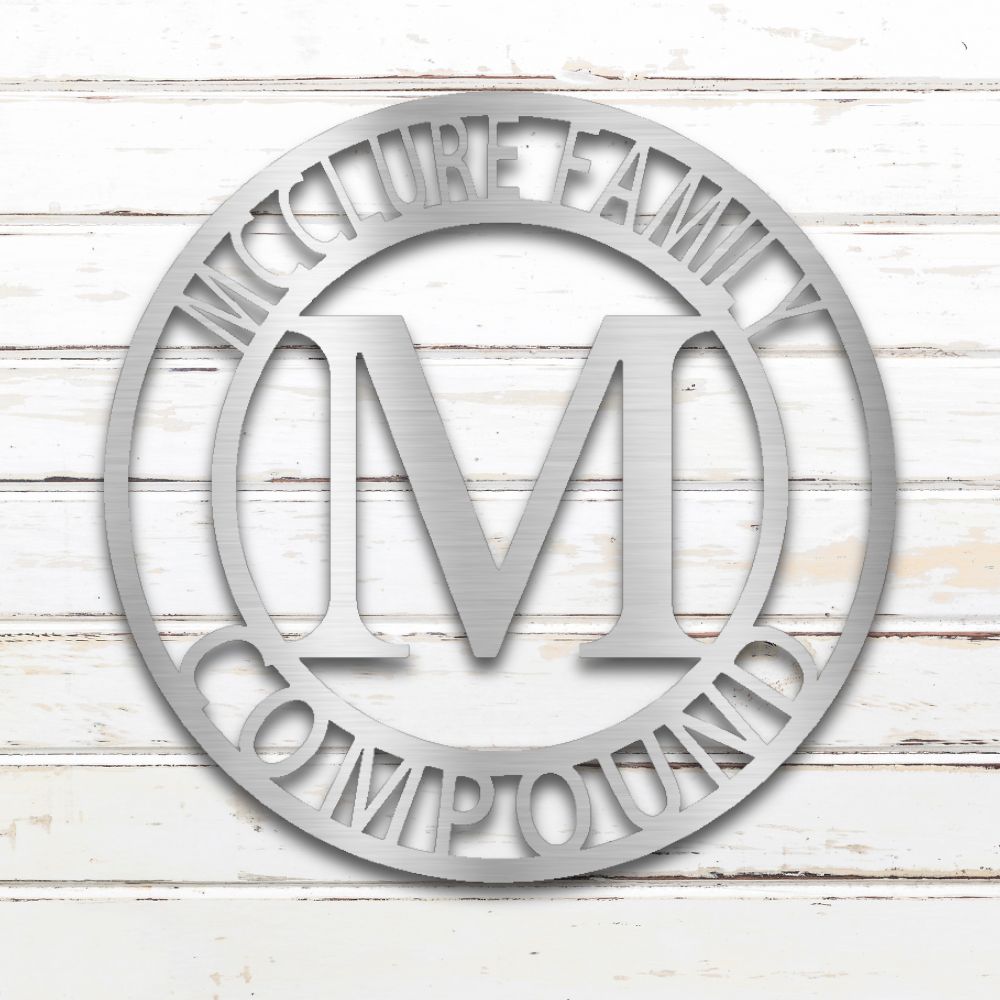 Family Monogram Metal Wall Art (Silver) | Shop Custom Metal Signs & Wall Decor | Sovereign Metalworks