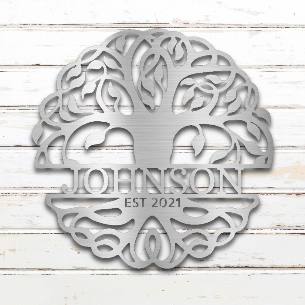 Family Tree of Life Metal Wall Art (Silver) | Shop for Custom Metal Signs & Wall Decor | Sovereign Metalworks