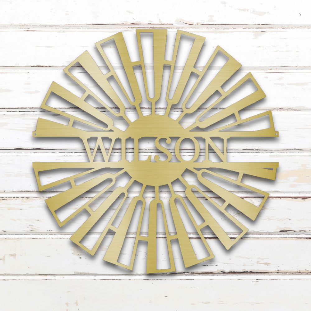 Fancy Windmill Metal Wall Art (Gold) | Shop Custom Metal Signs & Wall Decor | Sovereign Metalworks